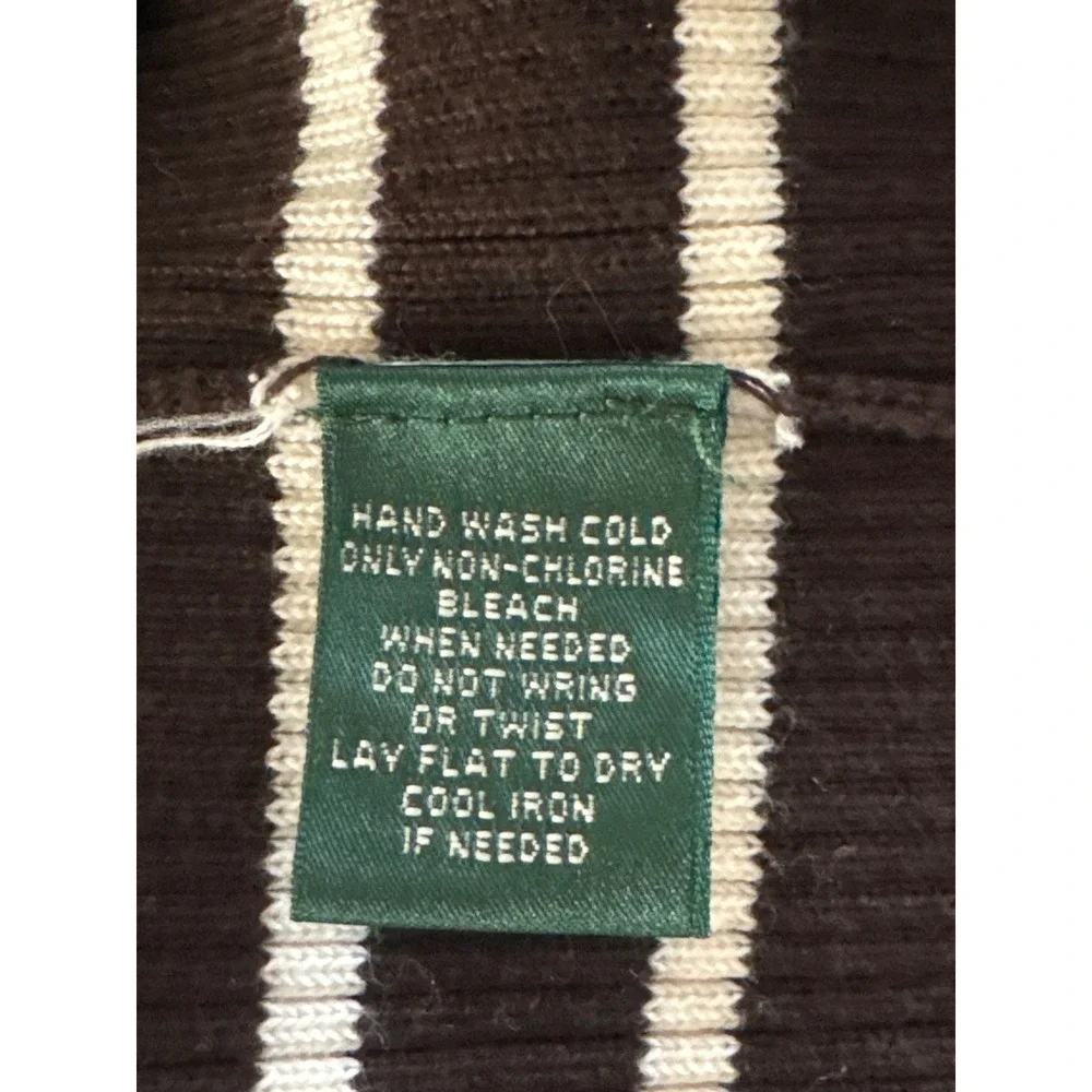 Lauren Ralph Lauren Striped Cardigan Sweater Brown Orange White Women's Large‎